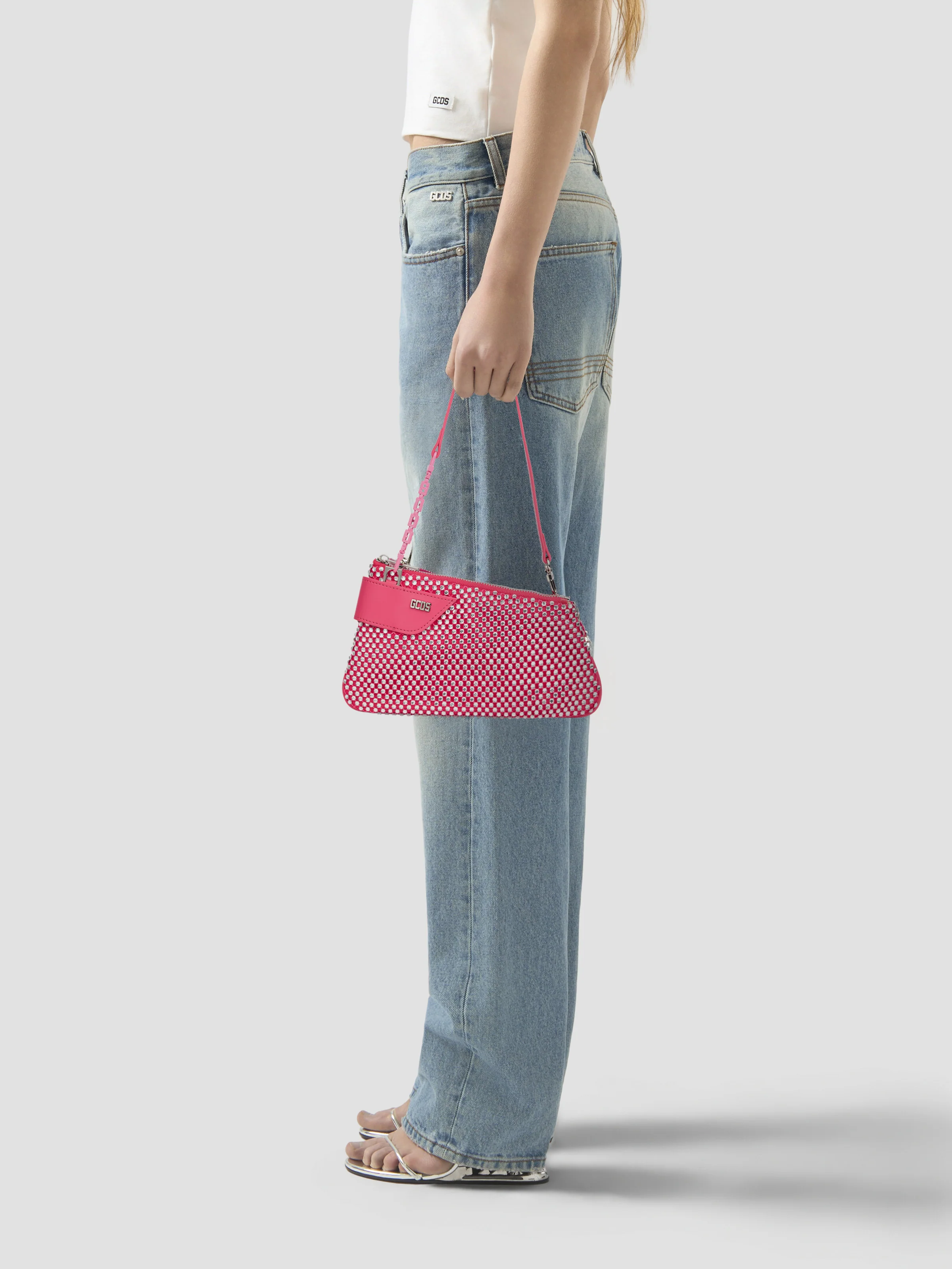 Borsa Comma Notte in mesh con Strass - Image 2