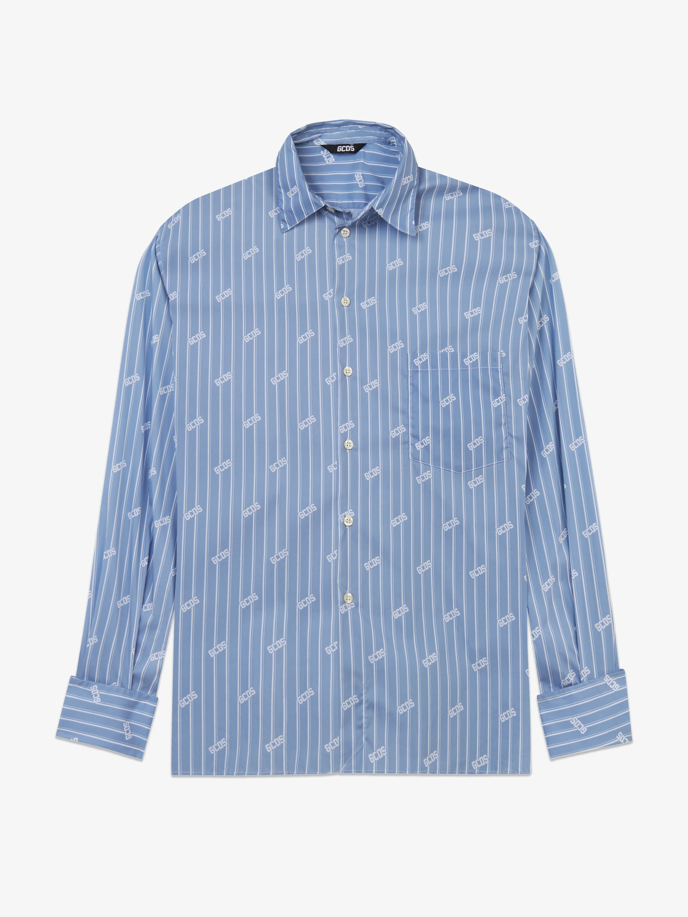 Camicia gessata con logo all over