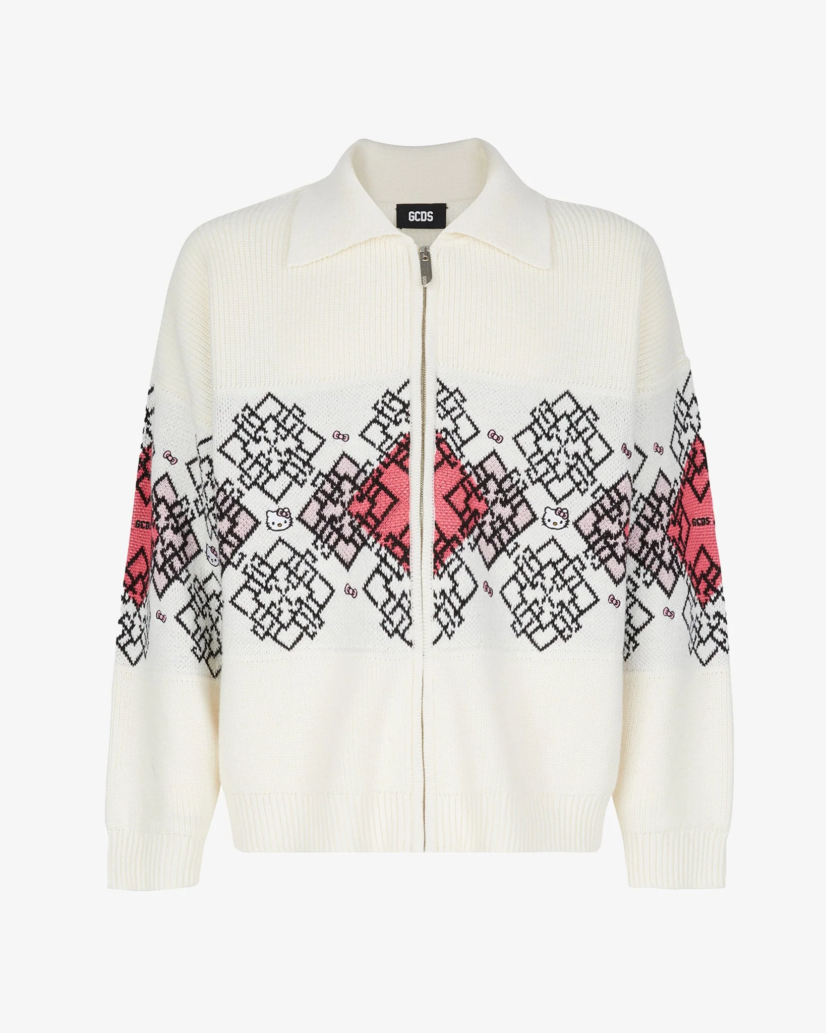 Cardigan con zip intera a rombi Hello Kitty