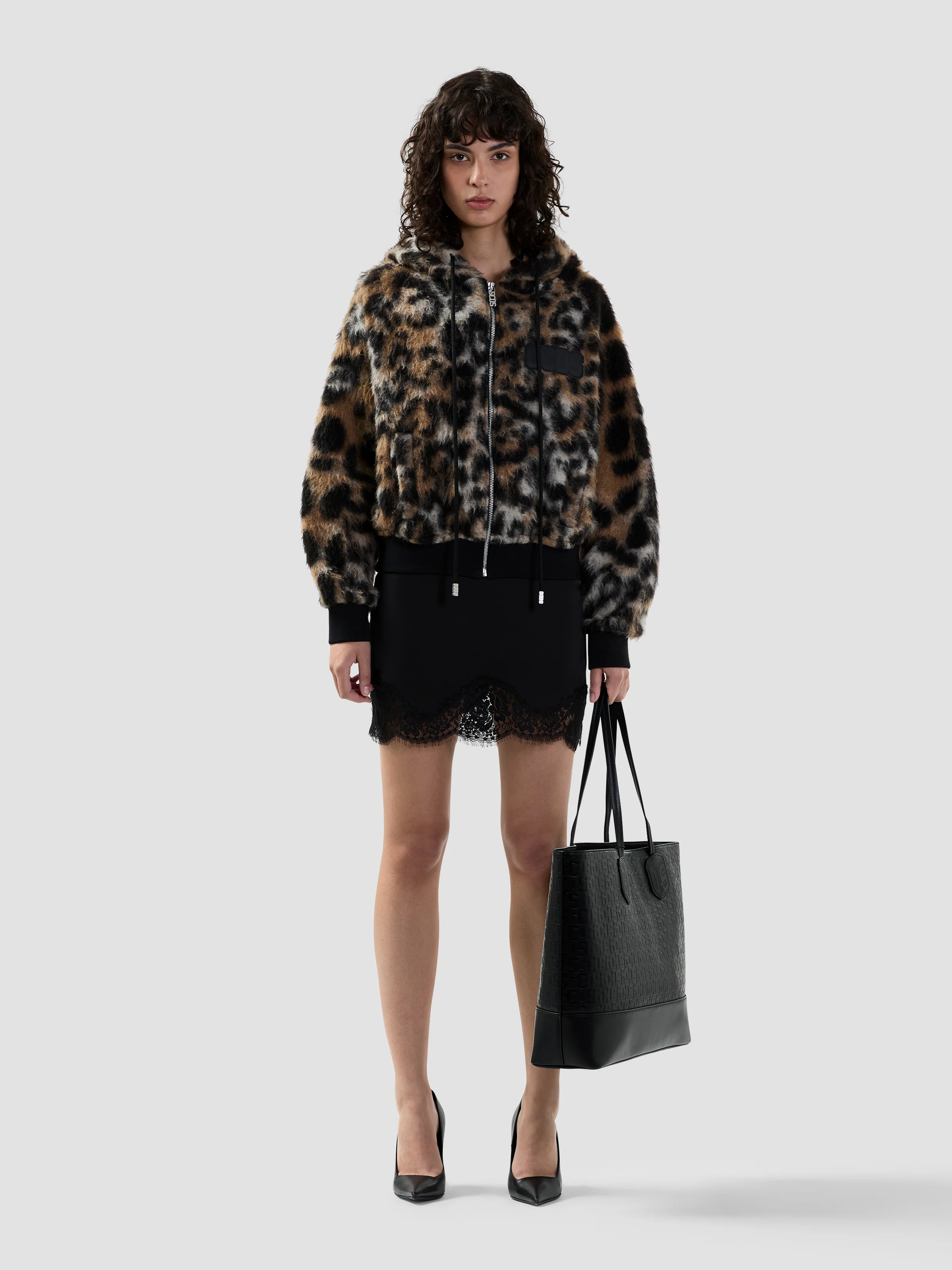 Felpa con cappuccio e full zip animalier - Image 2