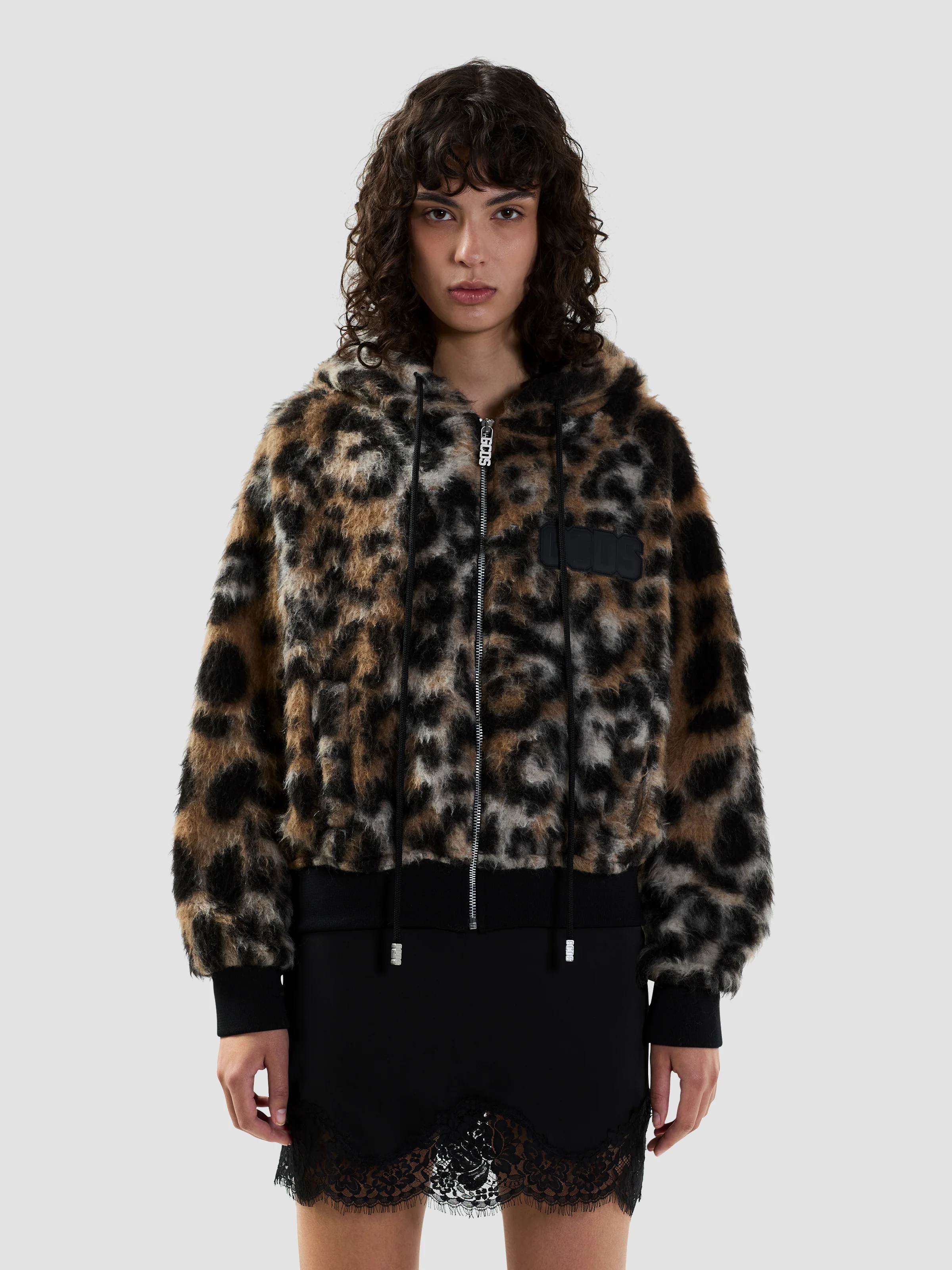 Felpa con cappuccio e full zip animalier - Image 3