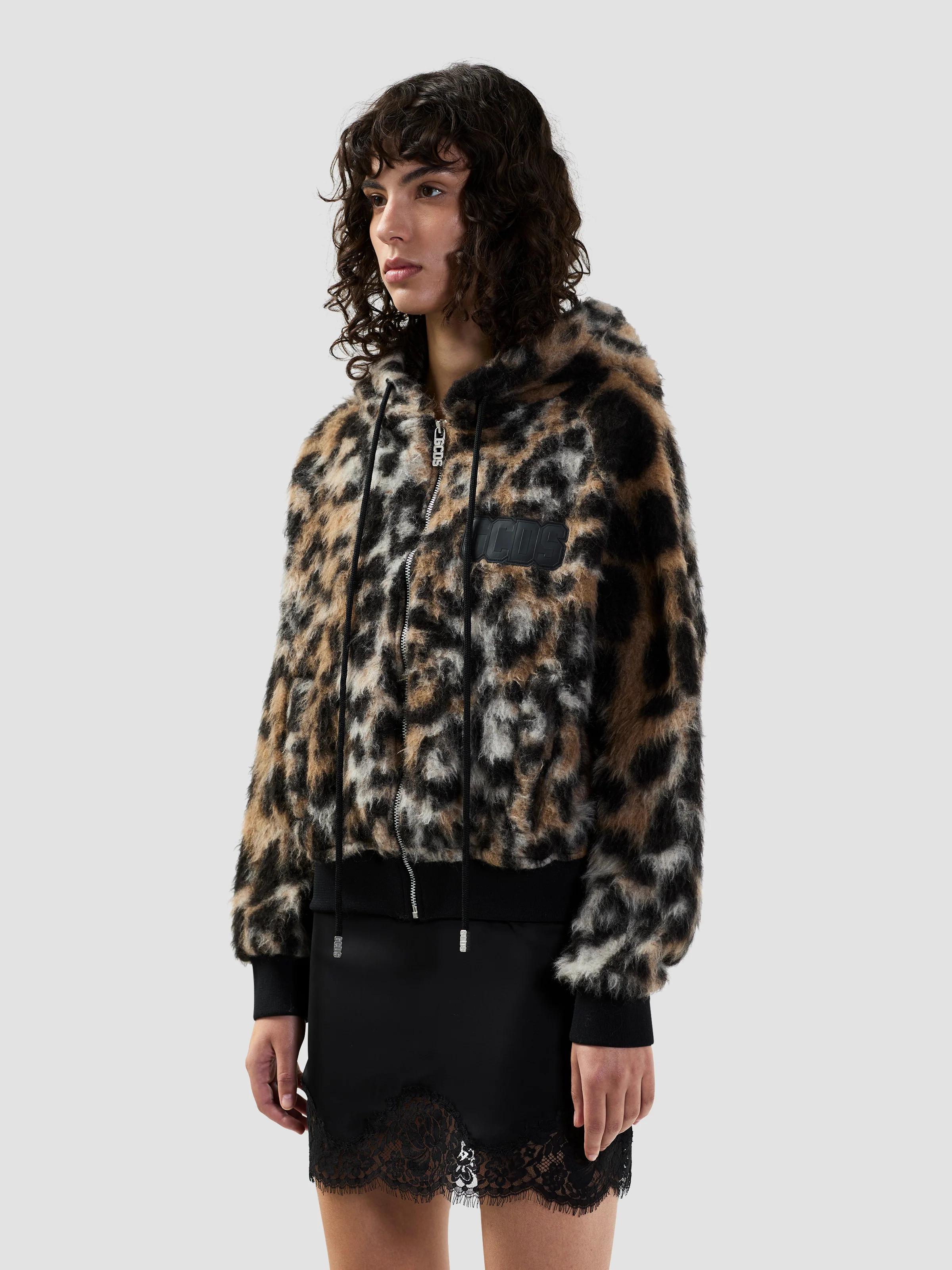 Felpa con cappuccio e full zip animalier - Image 4