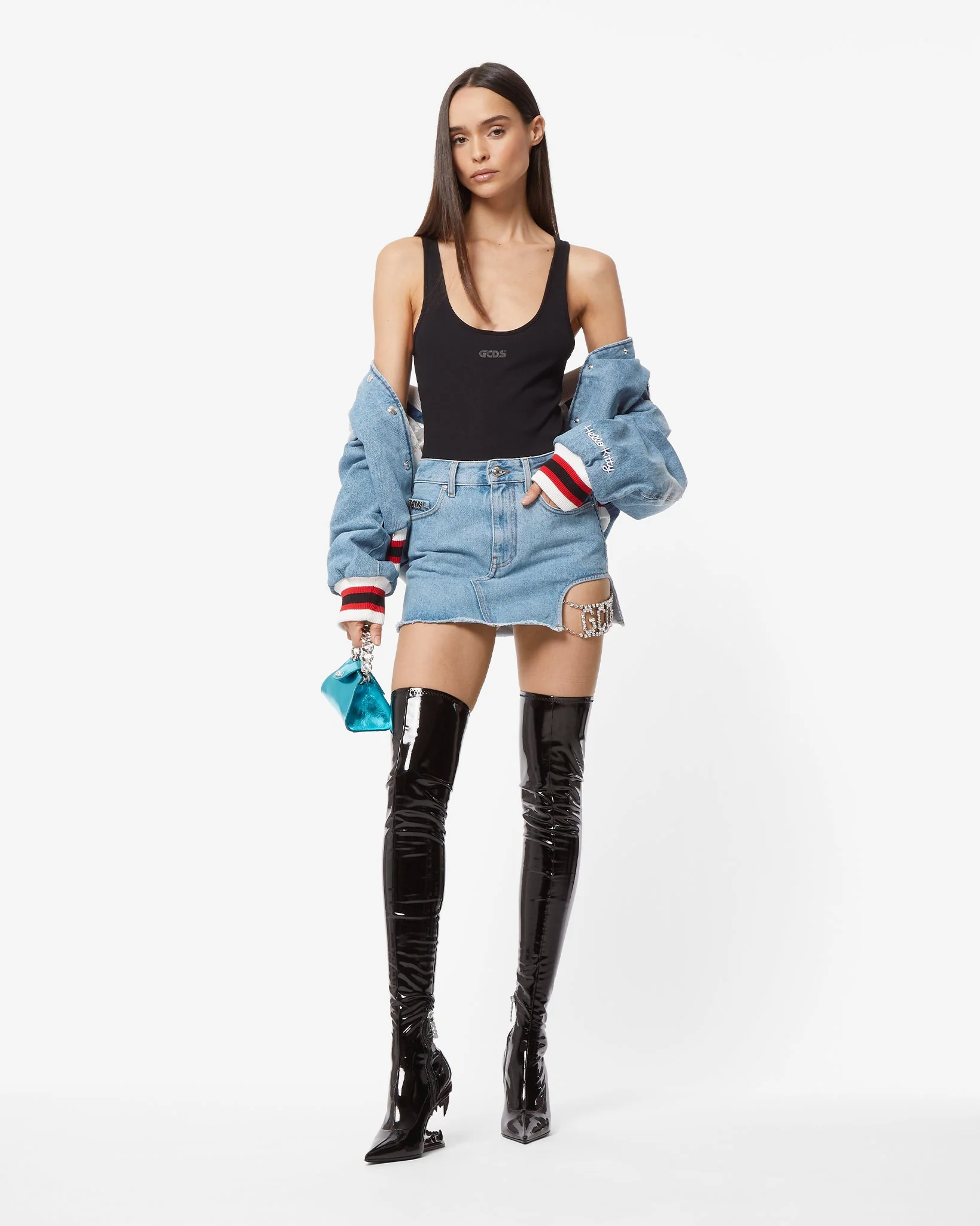 Gcds Bling Denim Skirt - Image 2