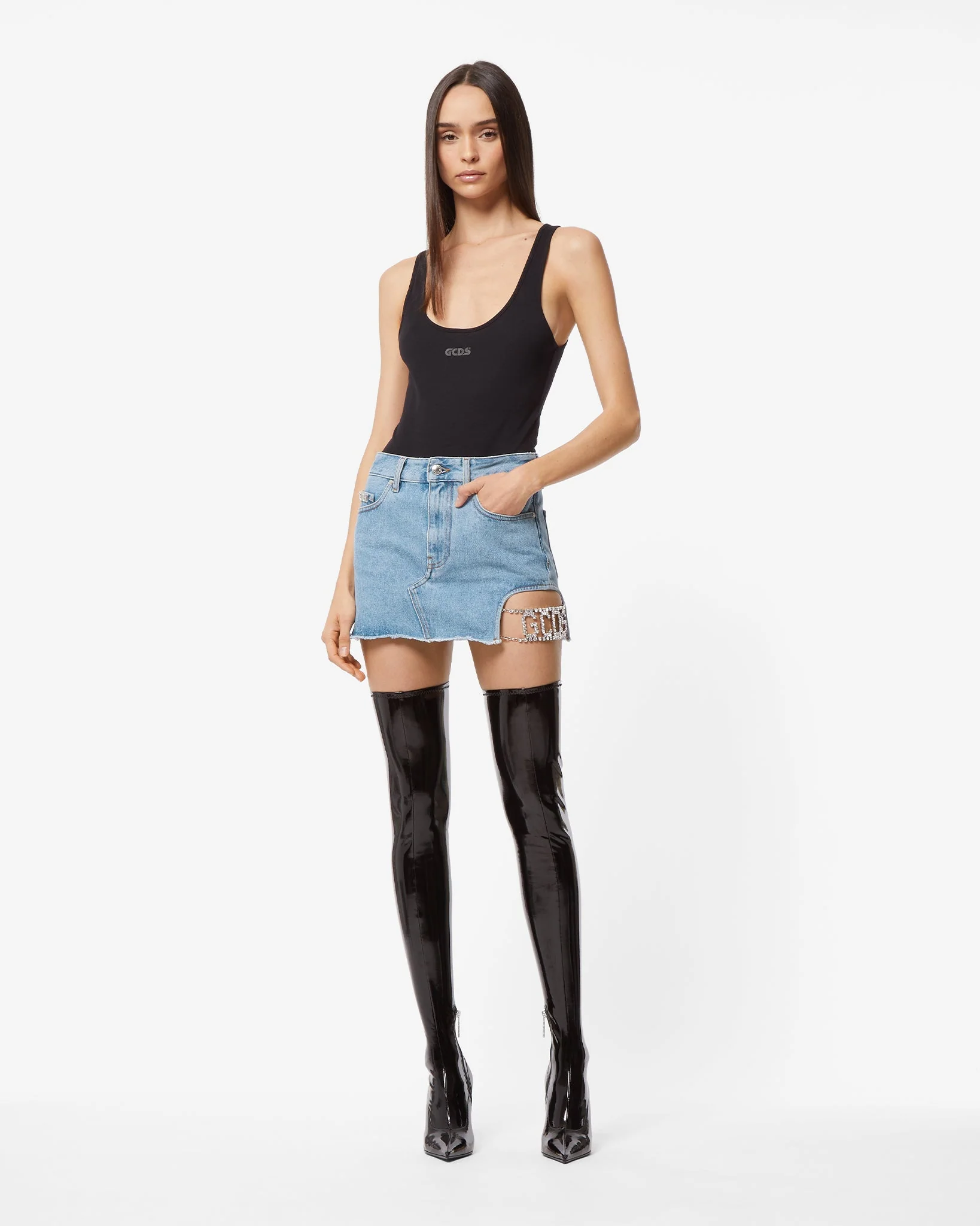 Gcds Bling Denim Skirt - Image 3