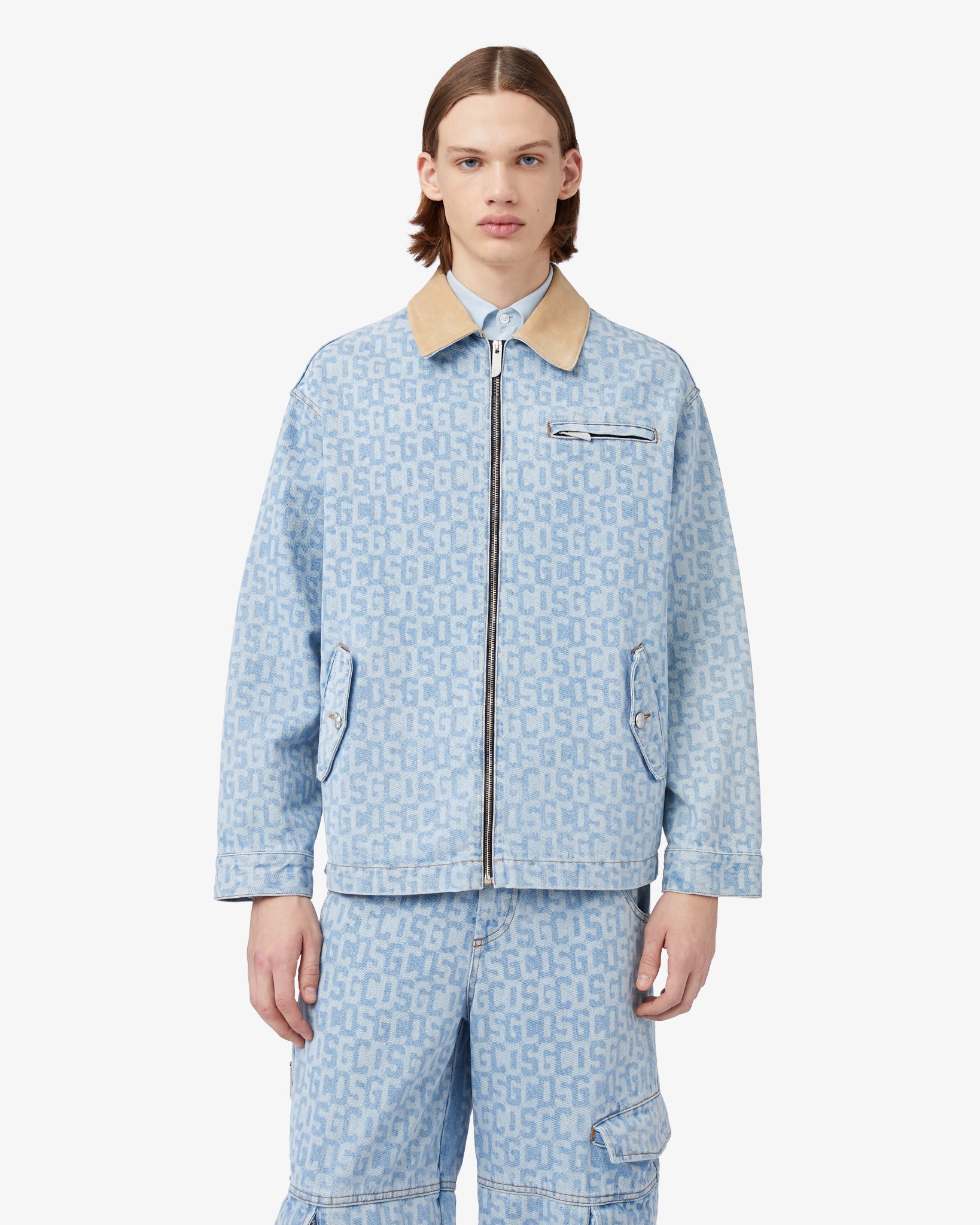 Giacca Harrington In Denim GCDS Monogram - Image 3