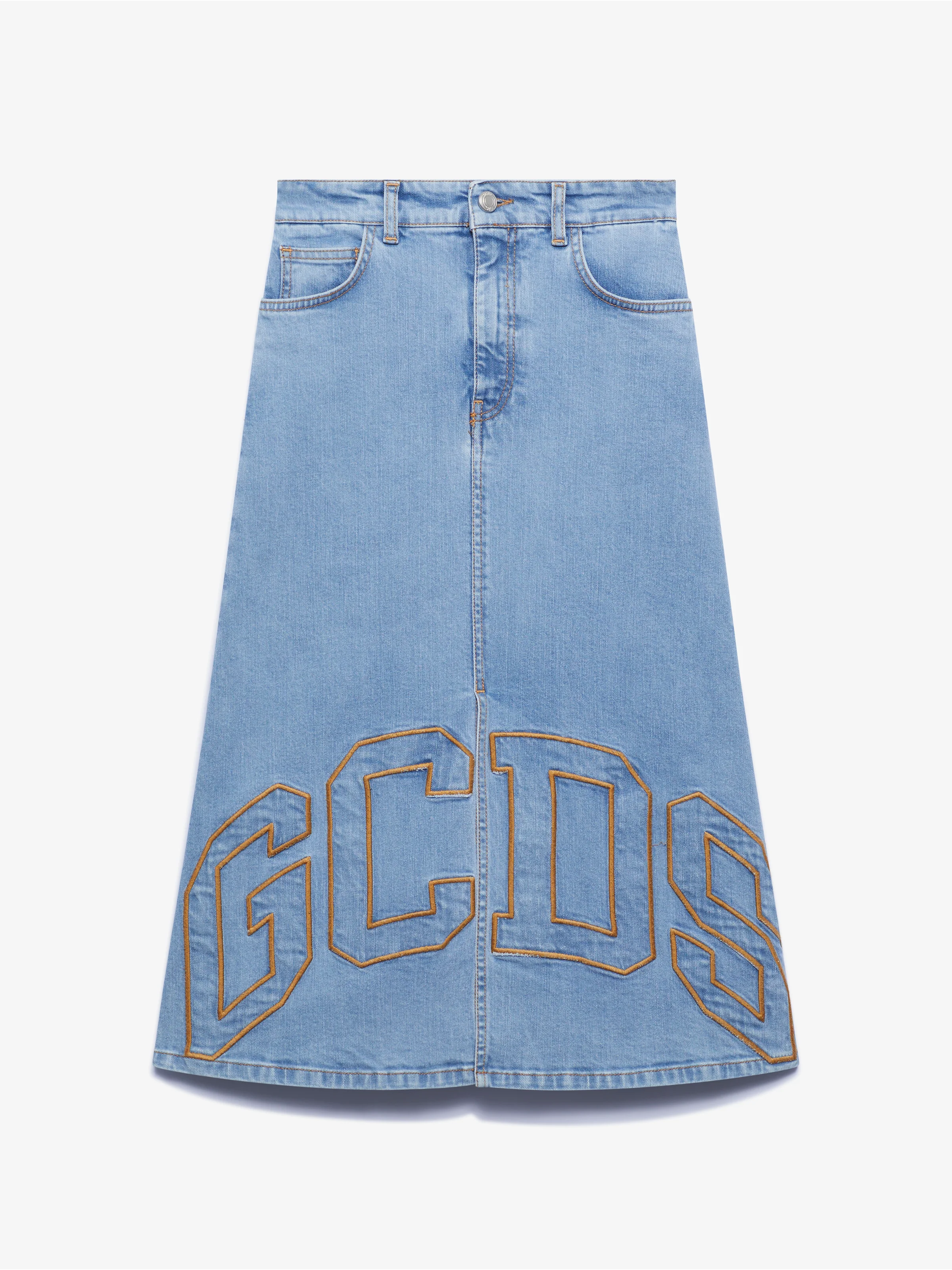 Gonna midi in denim con logo Lounge