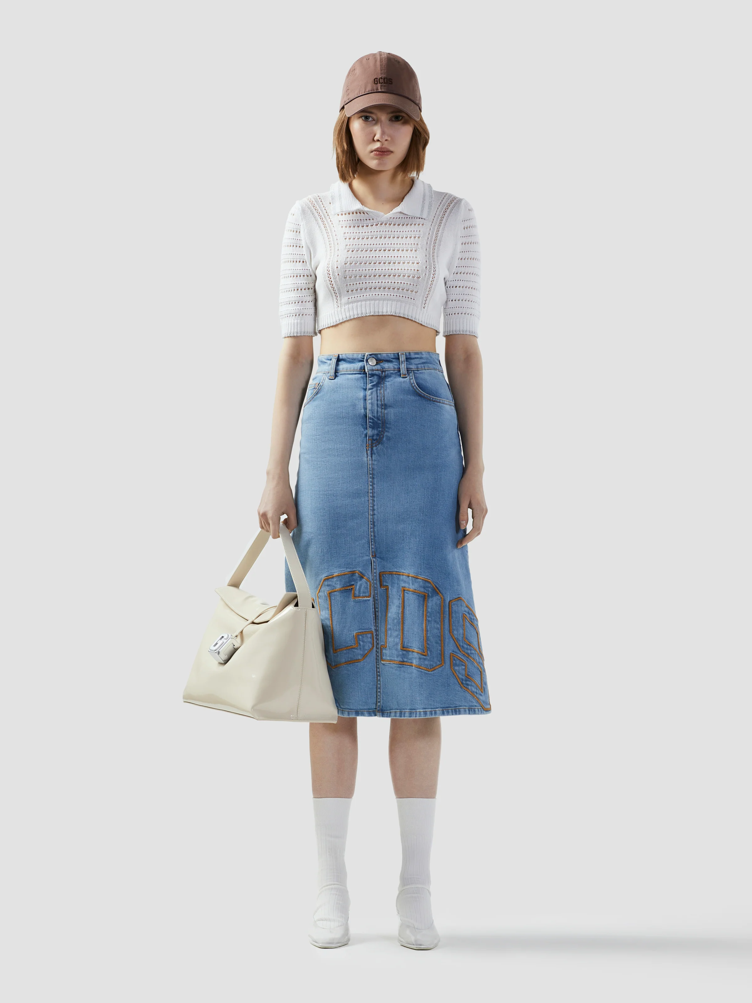 Gonna midi in denim con logo Lounge - Image 2
