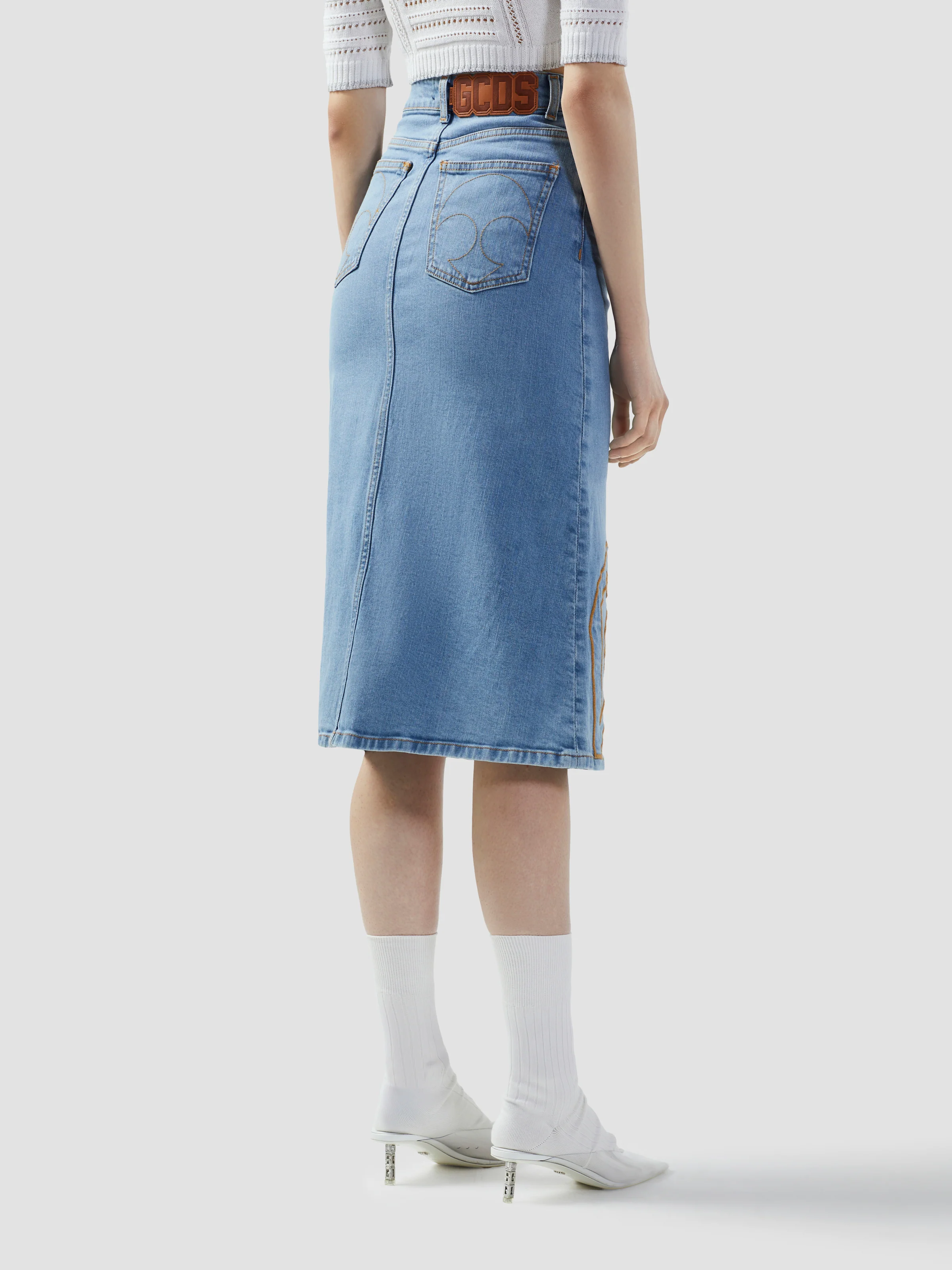Gonna midi in denim con logo Lounge - Image 5