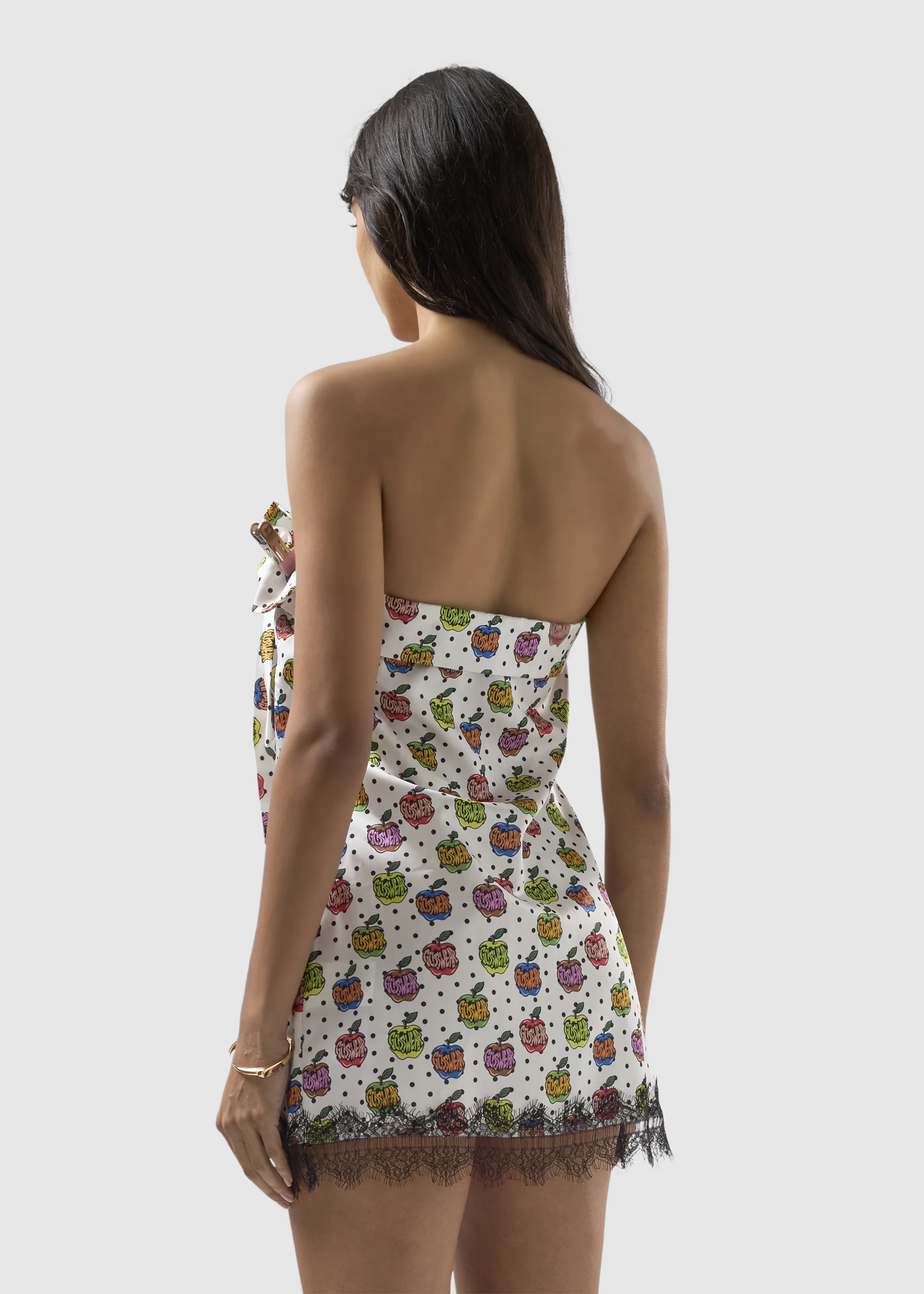 Mini abito con stampa "Apple" all over e fiocco - Image 4