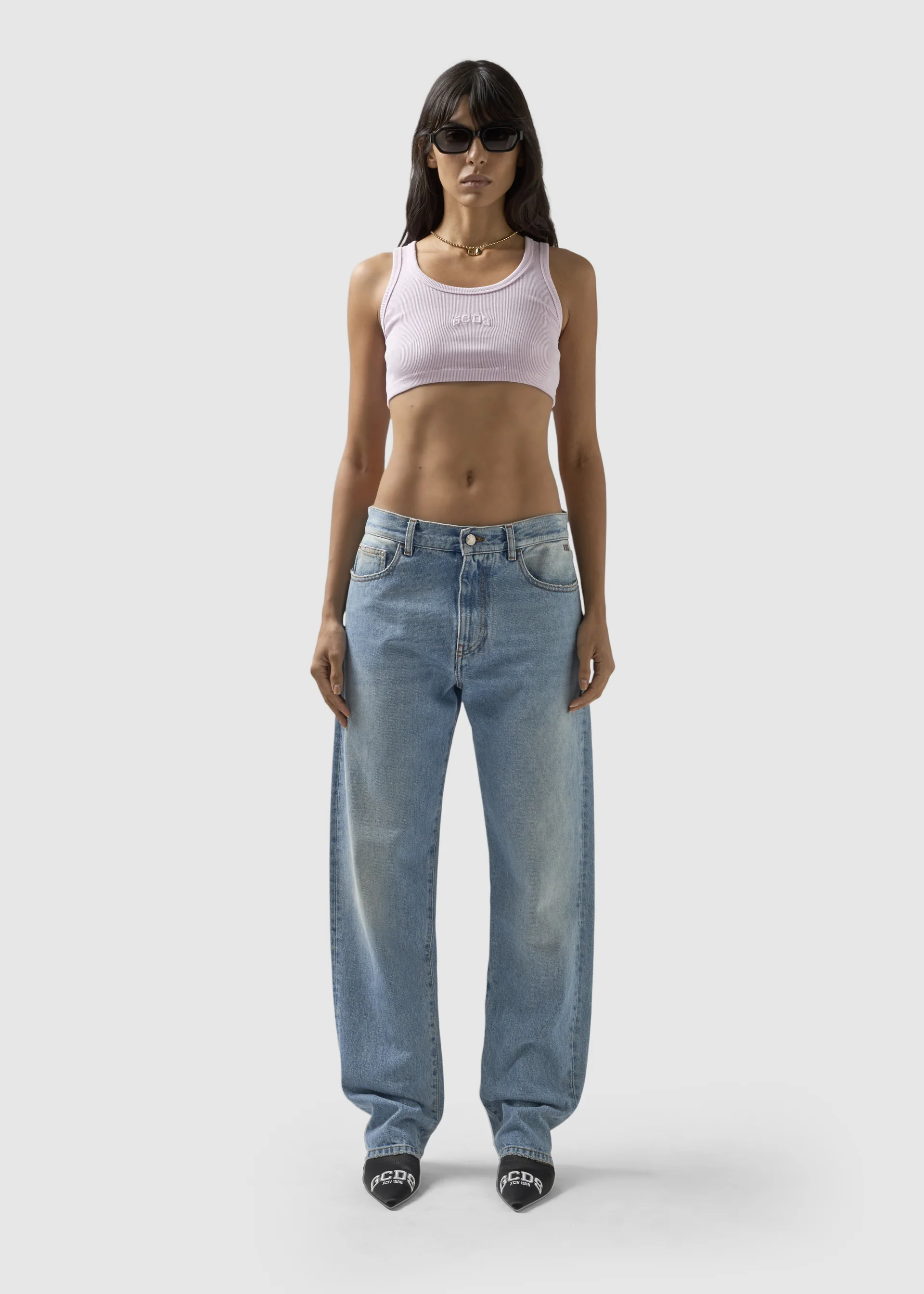 Mini Top crop a costine con Logo Lounge - Image 2