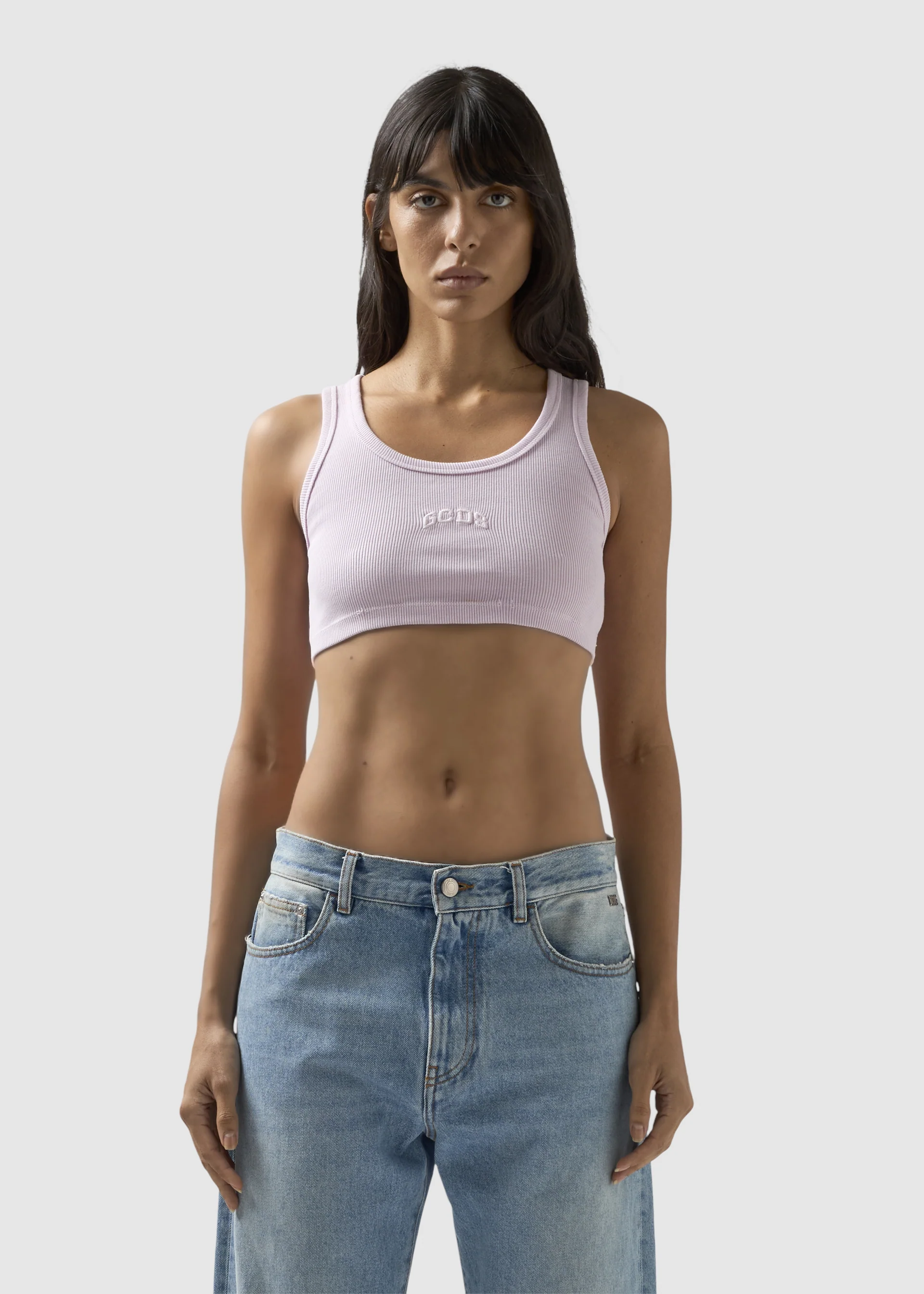 Mini Top crop a costine con Logo Lounge - Image 3
