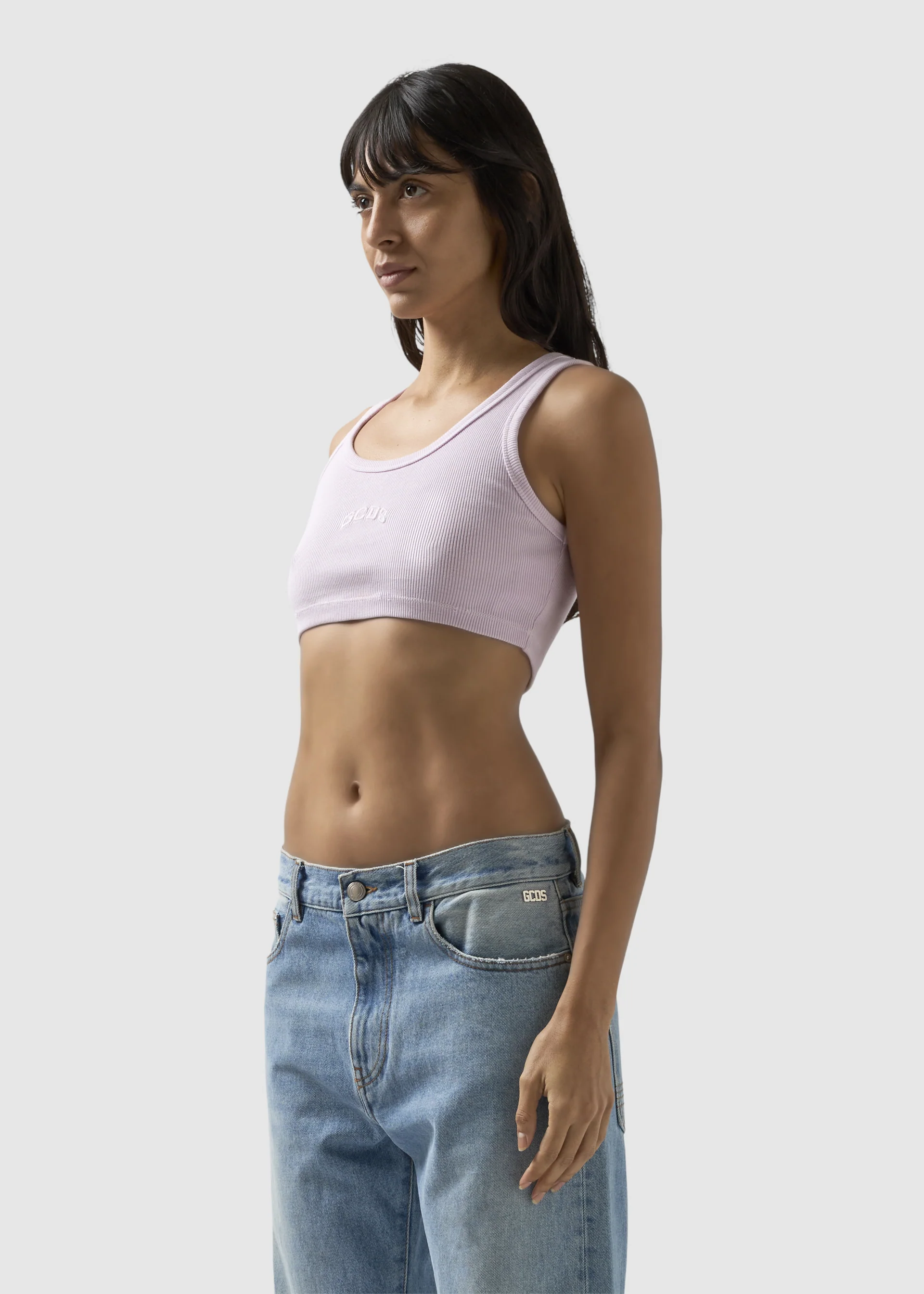 Mini Top crop a costine con Logo Lounge - Image 4