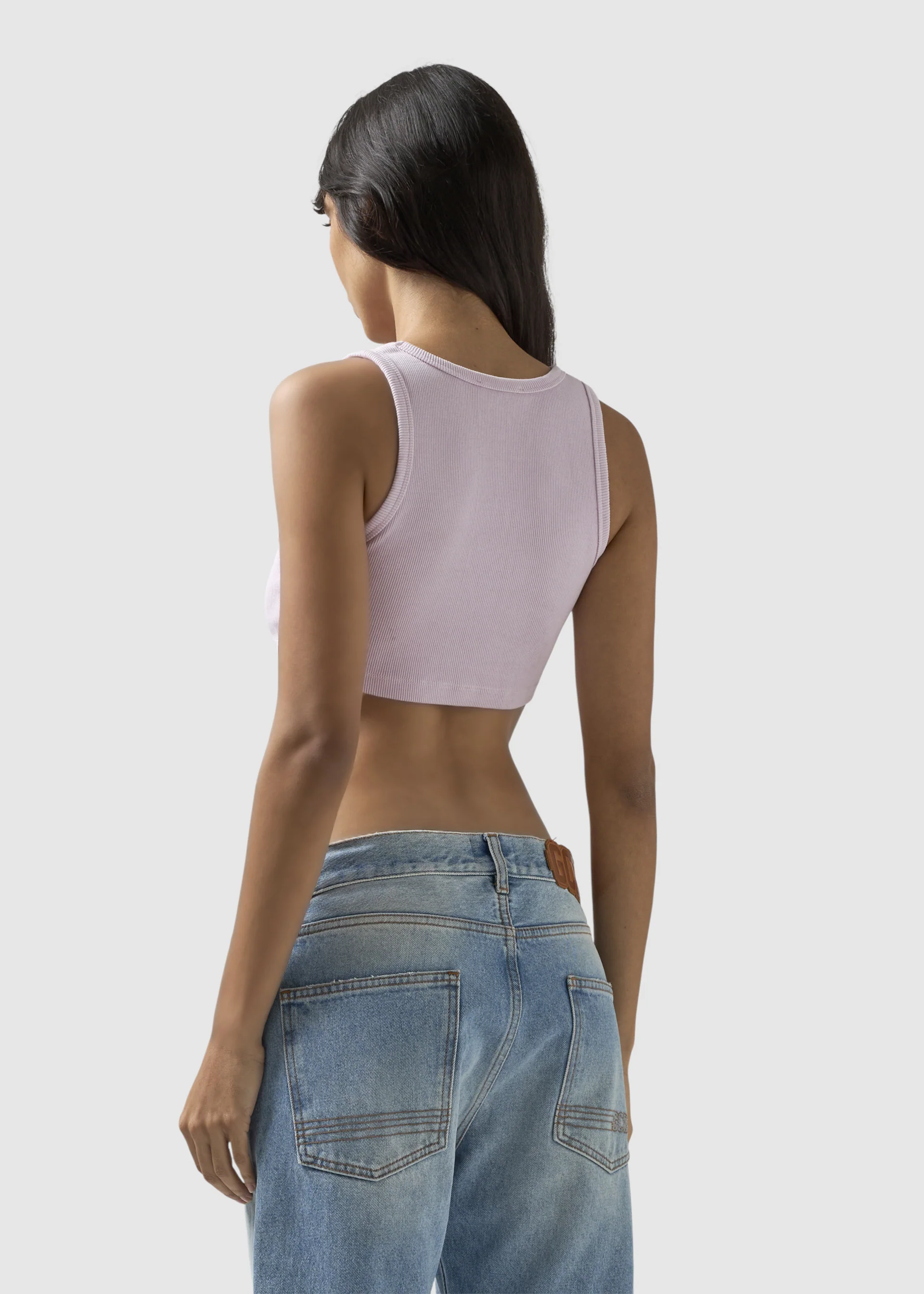 Mini Top crop a costine con Logo Lounge - Image 5
