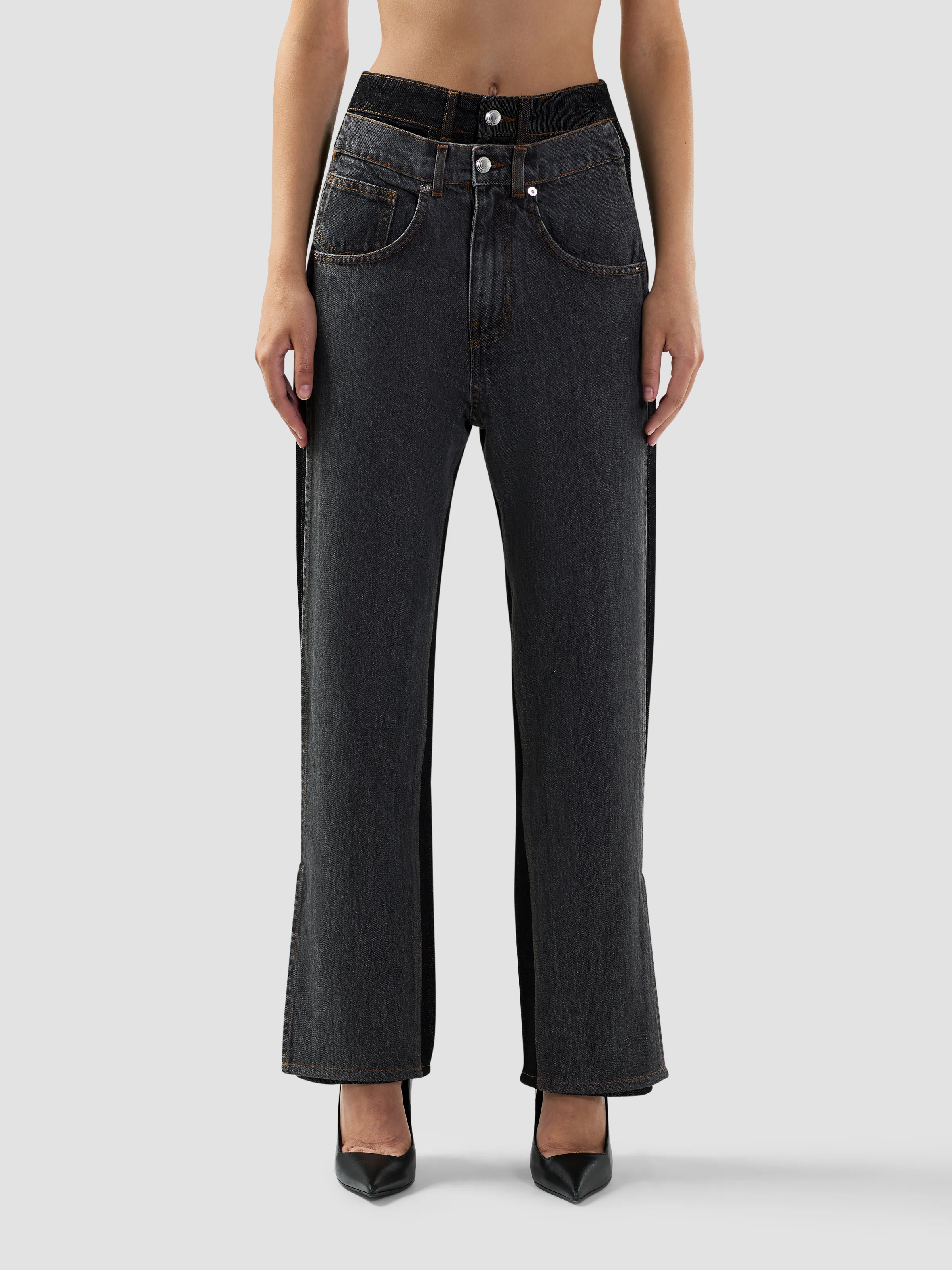 Pantaloni in denim a strati loose fit - Image 3