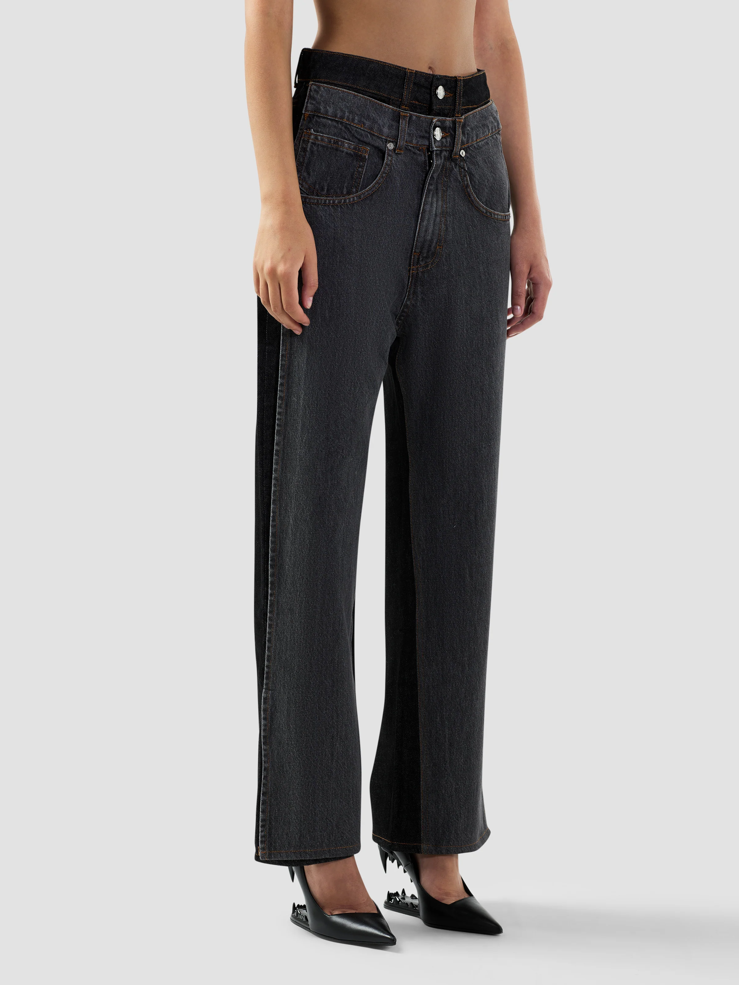 Pantaloni in denim a strati loose fit - Image 4