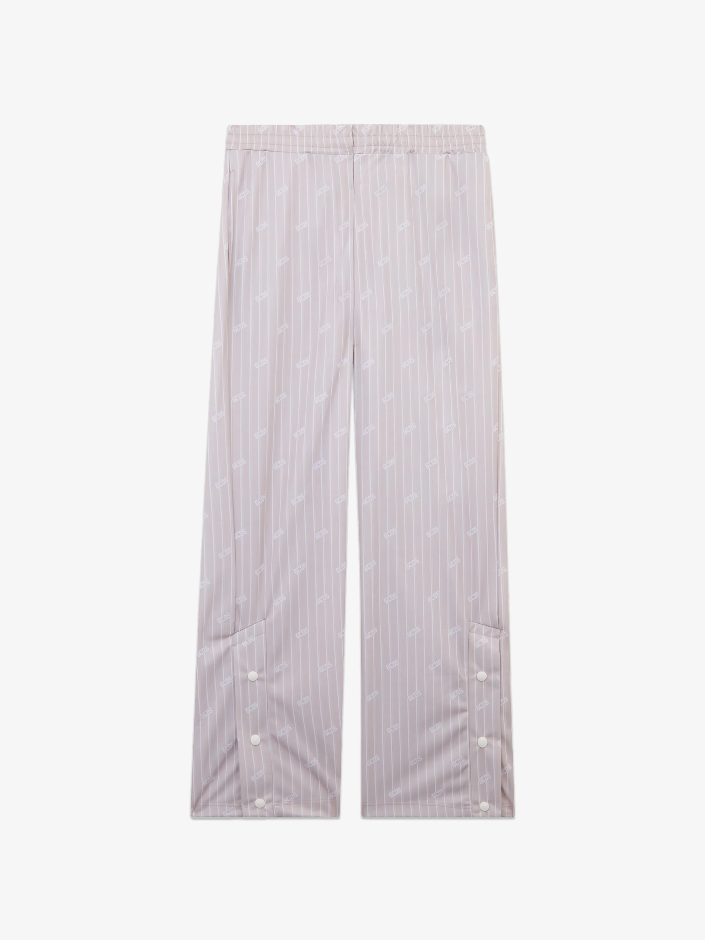 Pantaloni track gessati con logo all over