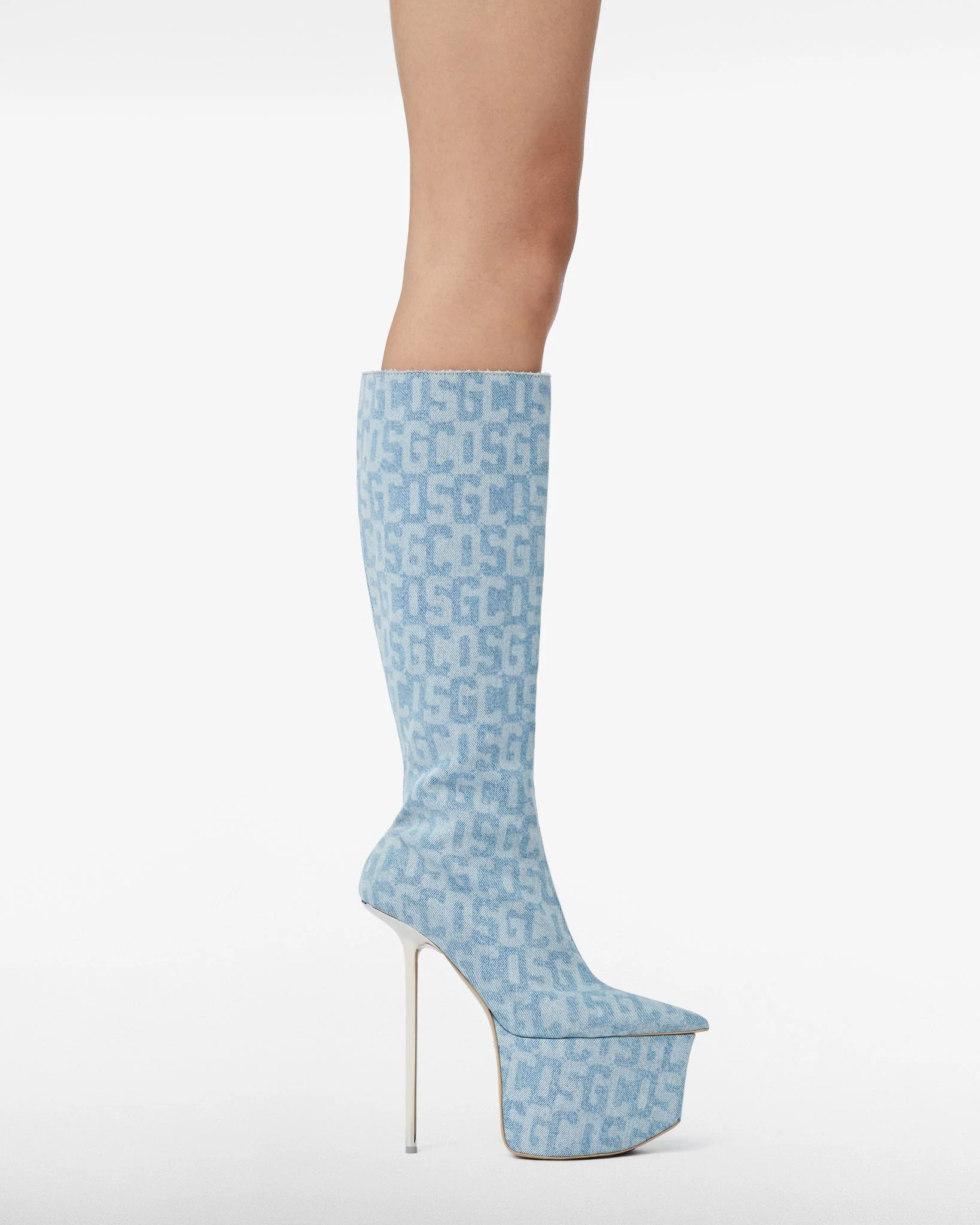 Pole Gcds Monogram Denim Boots - Image 2