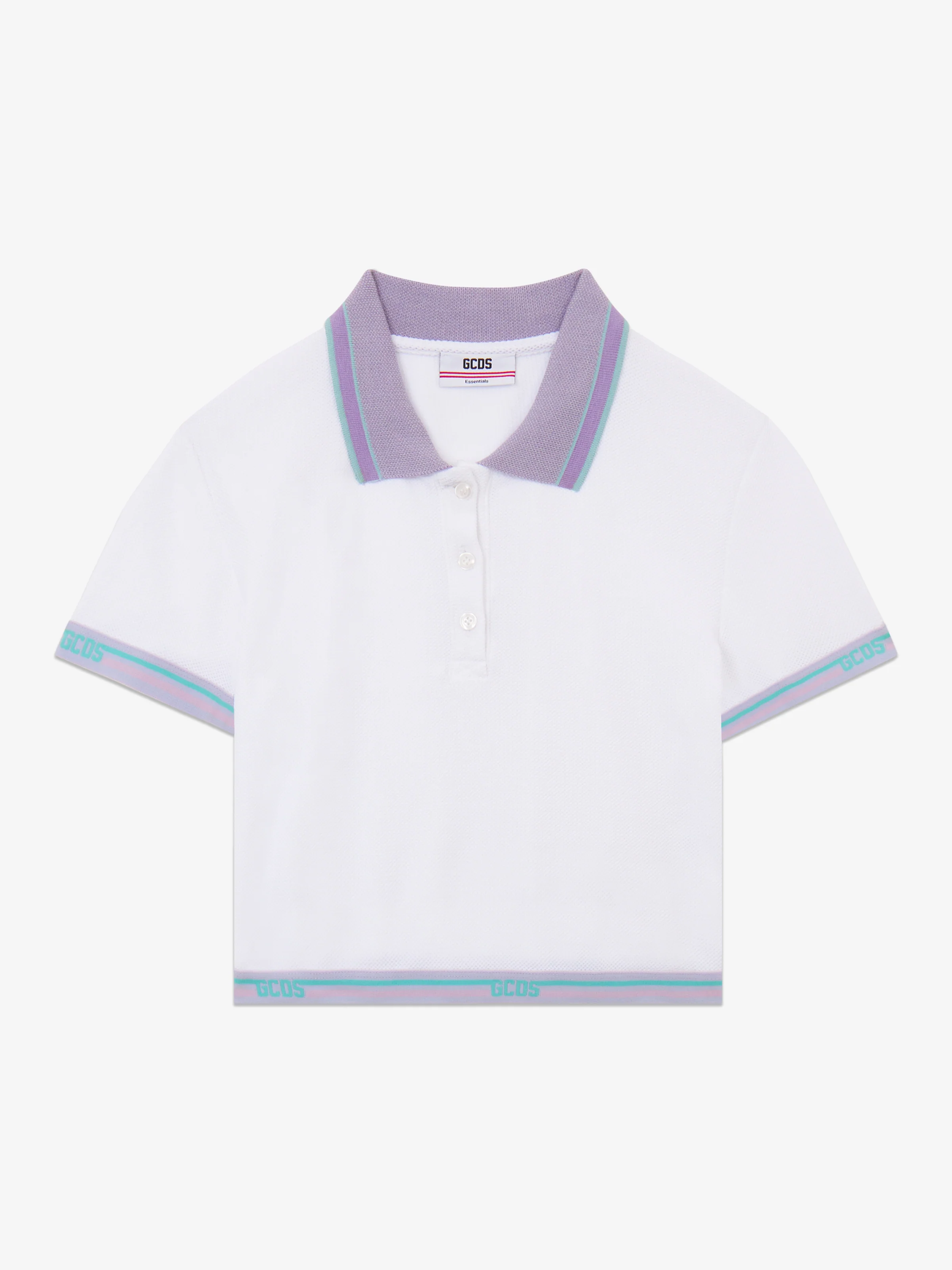 Polo cropped con profili logati