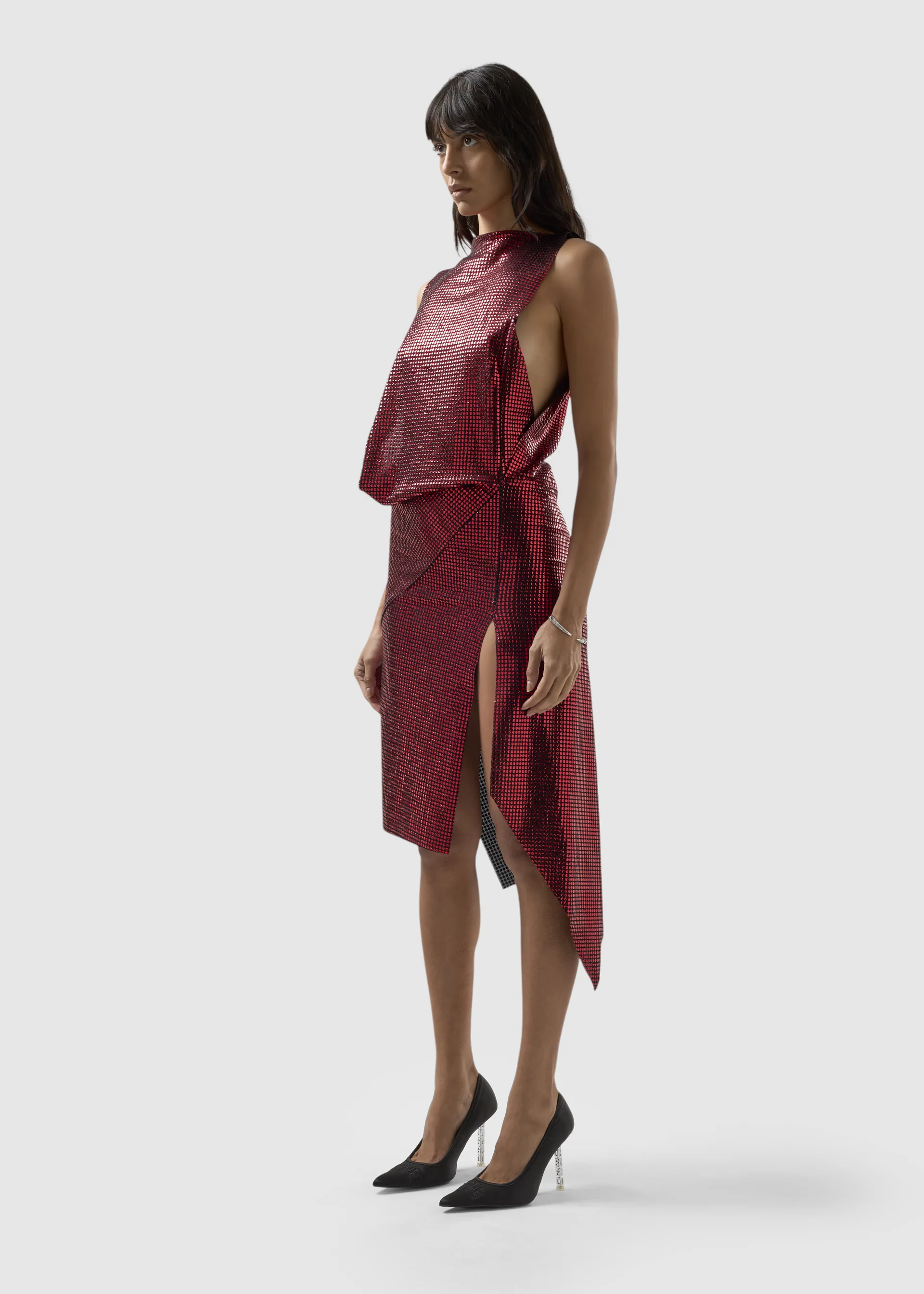 Abito Drappeggiato Asimmetrico in Sparkling Jersey - Image 3