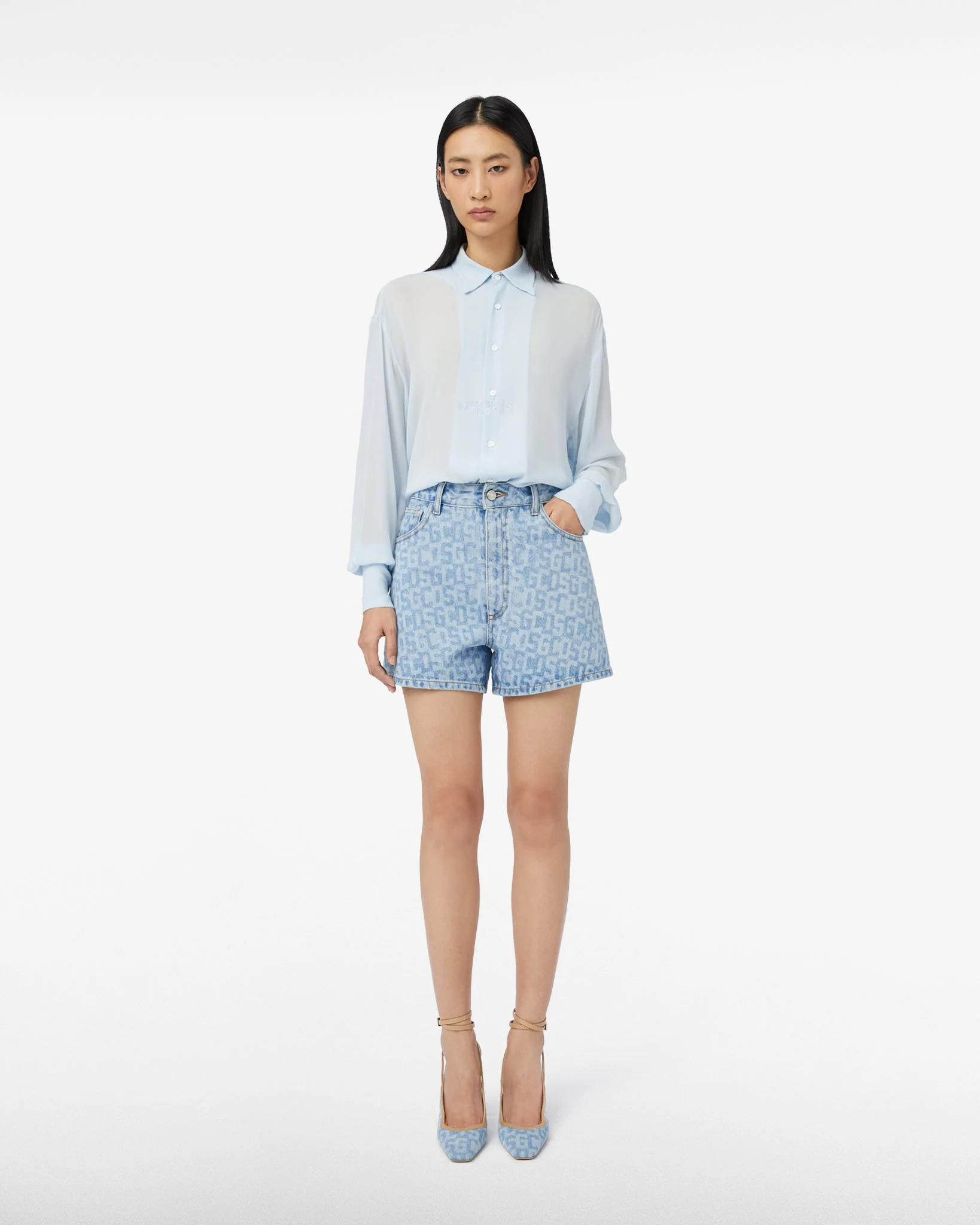 Shorts In Denim GCDS Monogram - Image 3