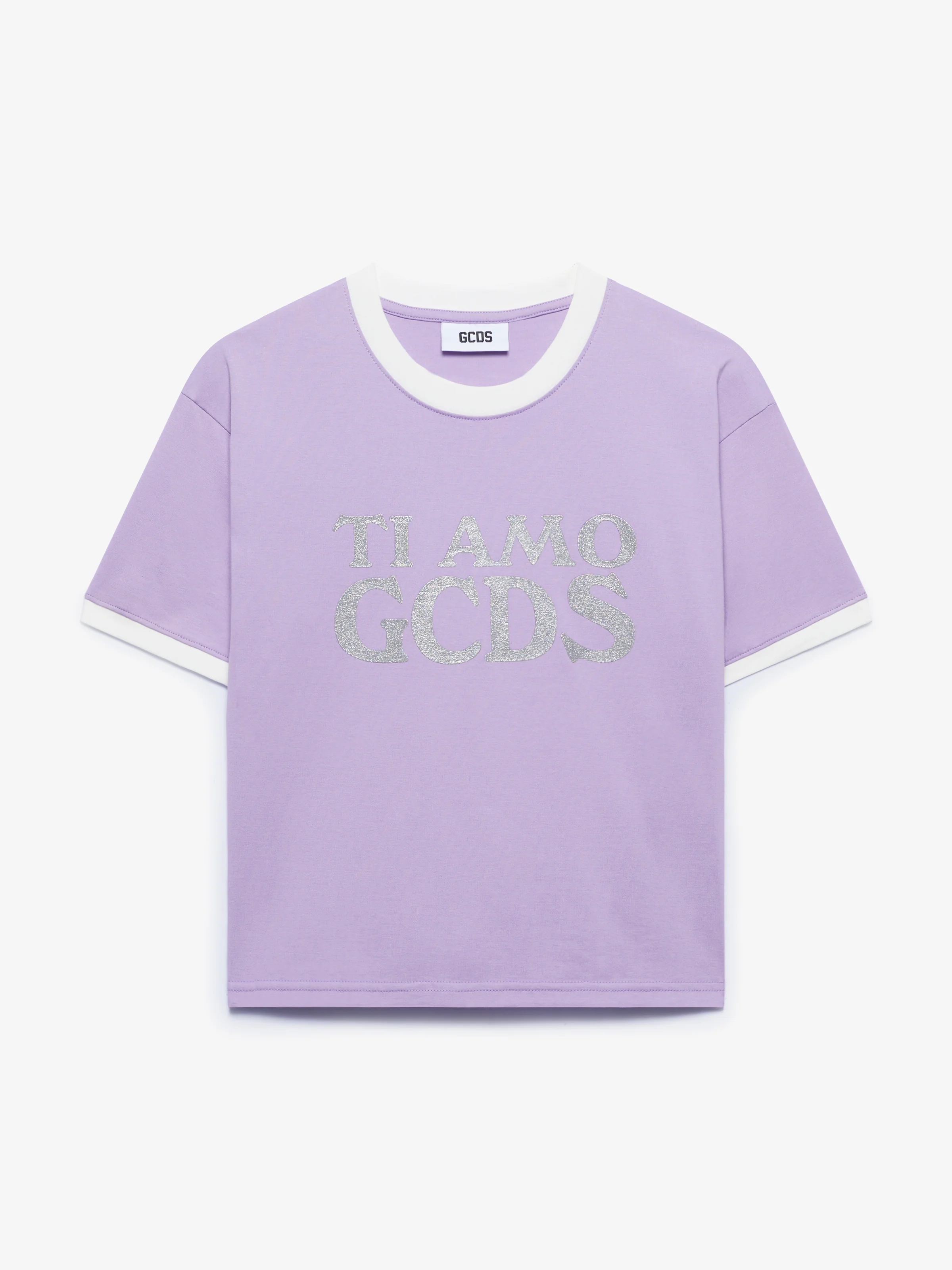 T-shirt boxy con glitter Ti Amo GCDS