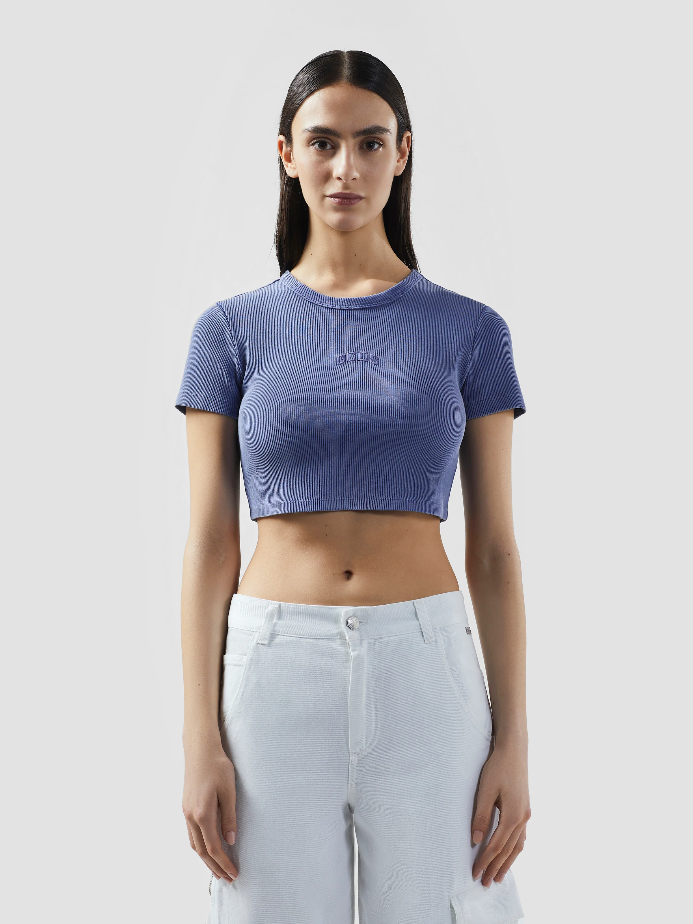 T-Shirt Crop stonewashed GCDS Logo Lounge - Image 3