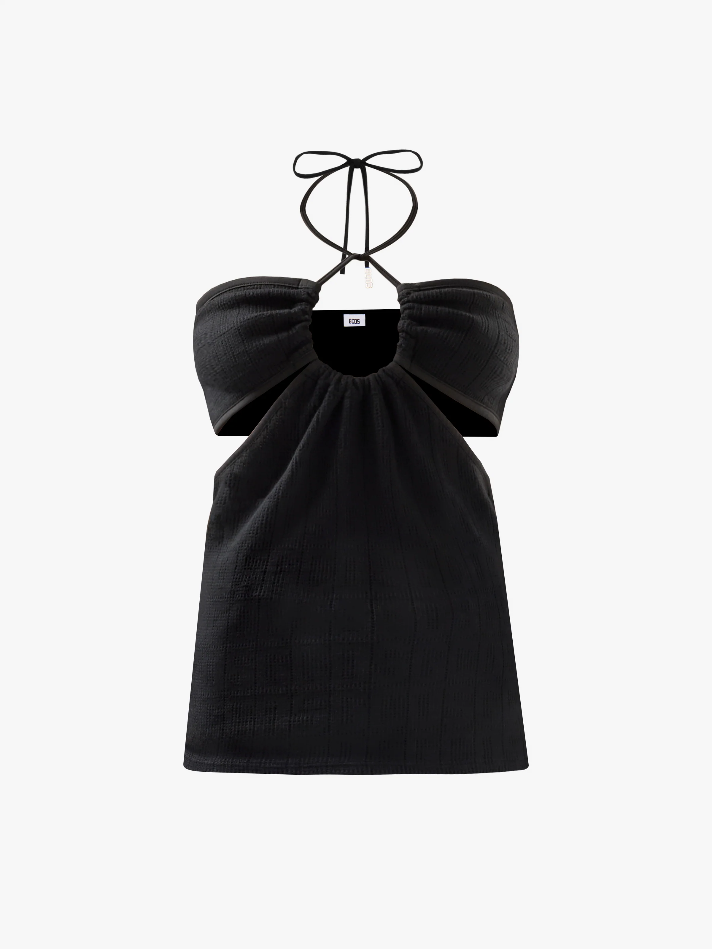 Top crochet con logo cut-out