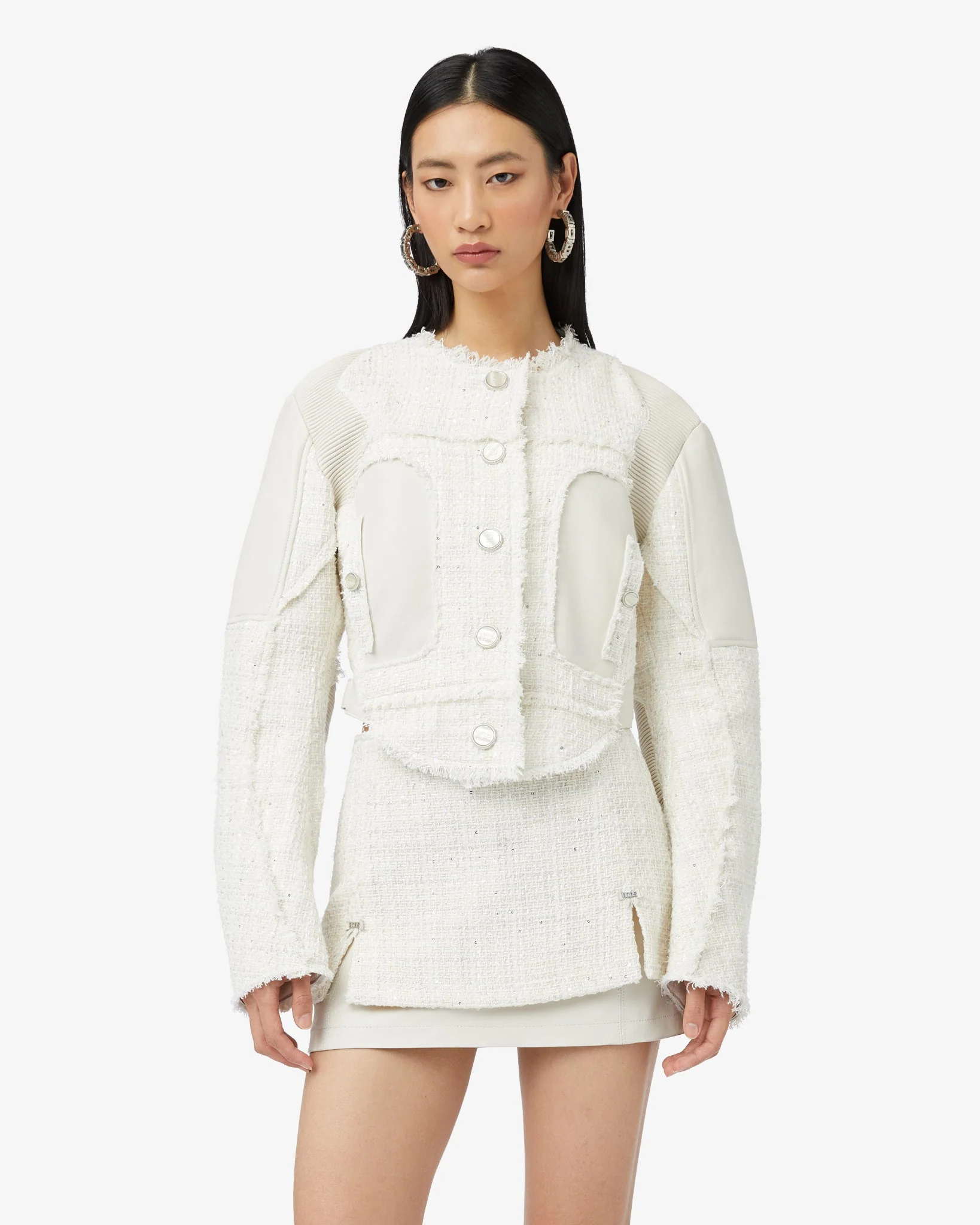 Tweed Leather Jacket - Image 3